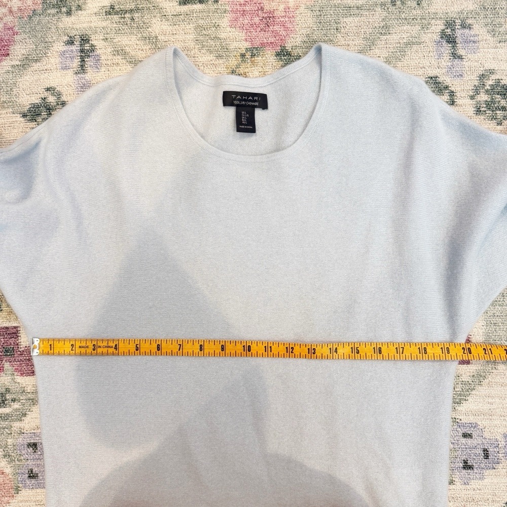 Tahari Cashmere Sweater L Blue French Girl Parisian Quiet Luxury Soft Capsule - Picture 5 of 7